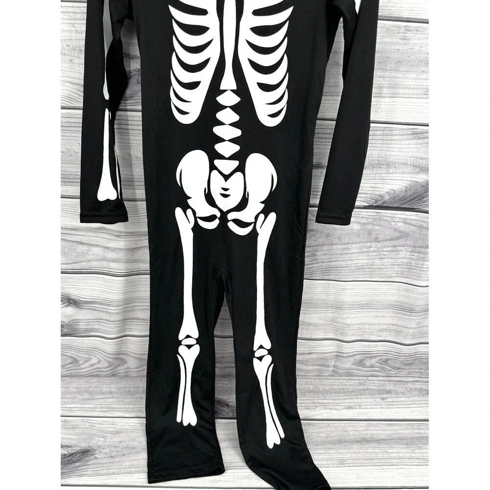YOLSUN YOUTH SIZE LARGE SKELETON HALLOWEEN COSTUME BODY SUIT * GLOW‎ IN THE DARK